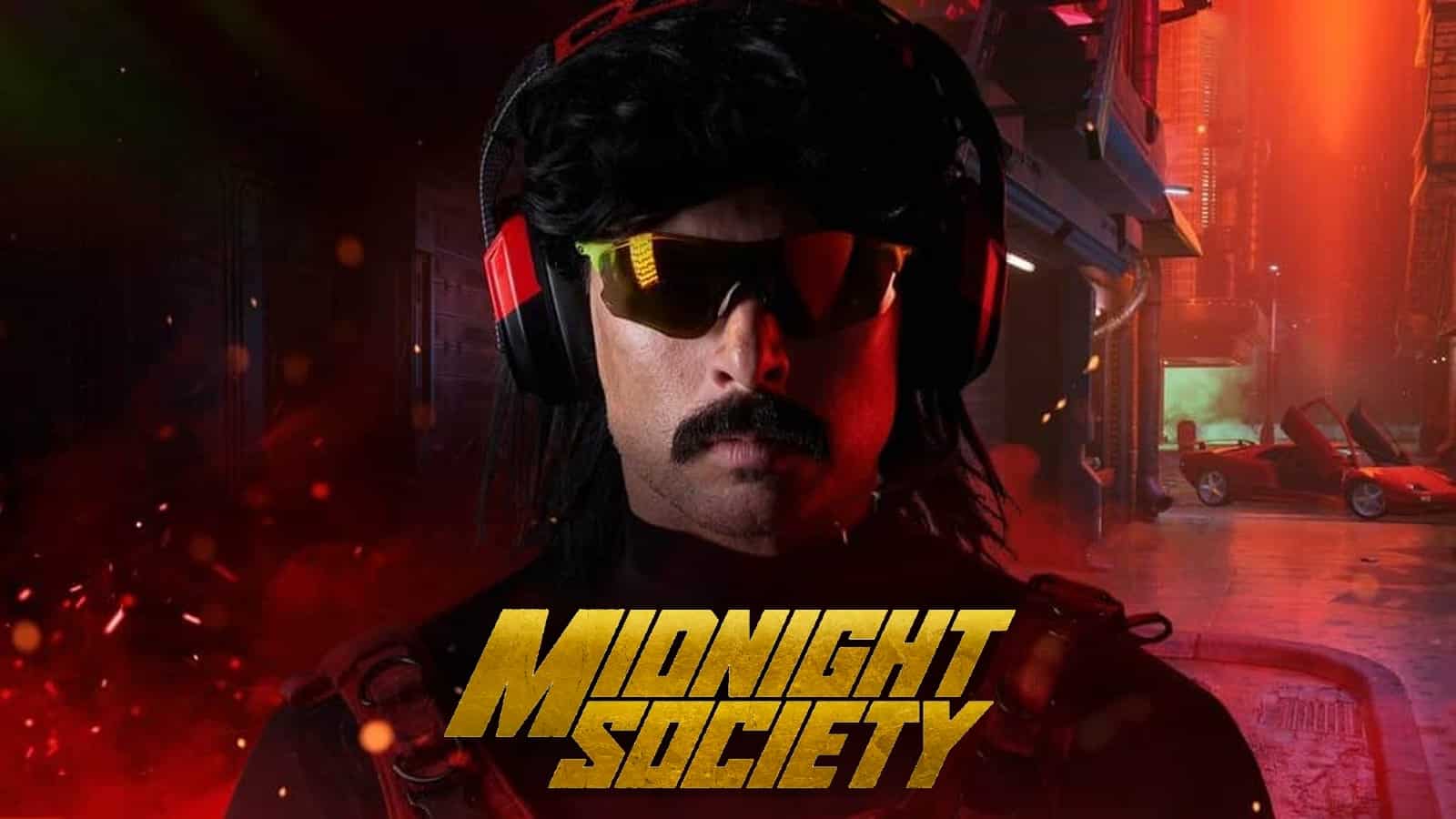 Dr Disrespect with Midnight Society logo