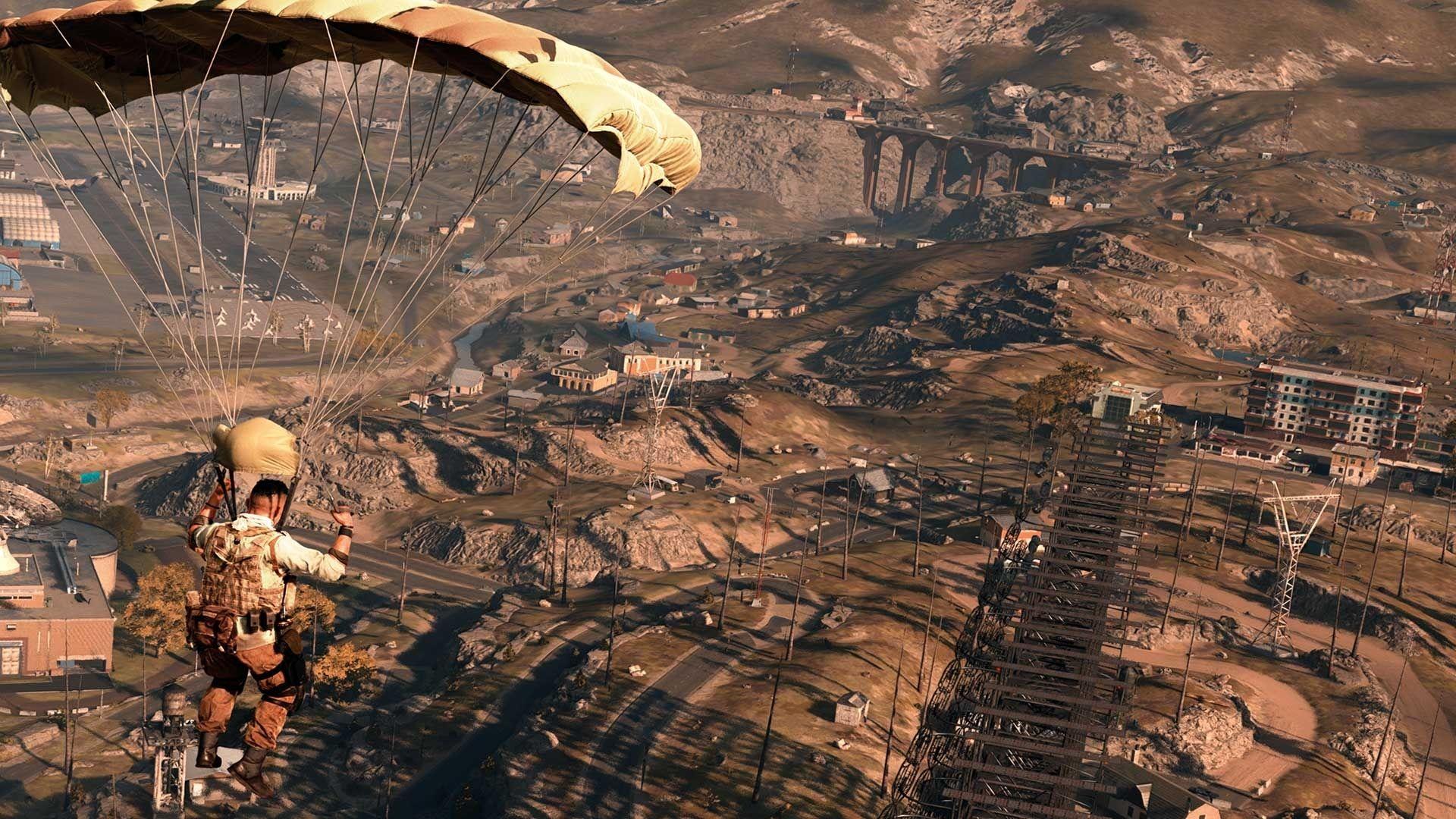 warzone operator flying down to drop in verdansk