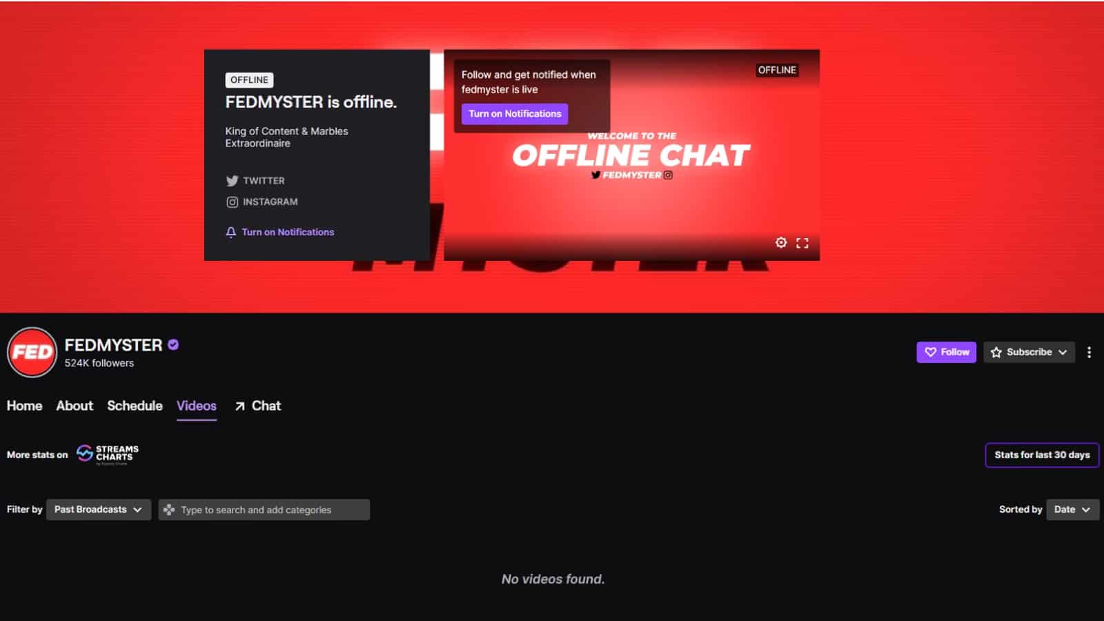 fedmyster twitch channel empty red