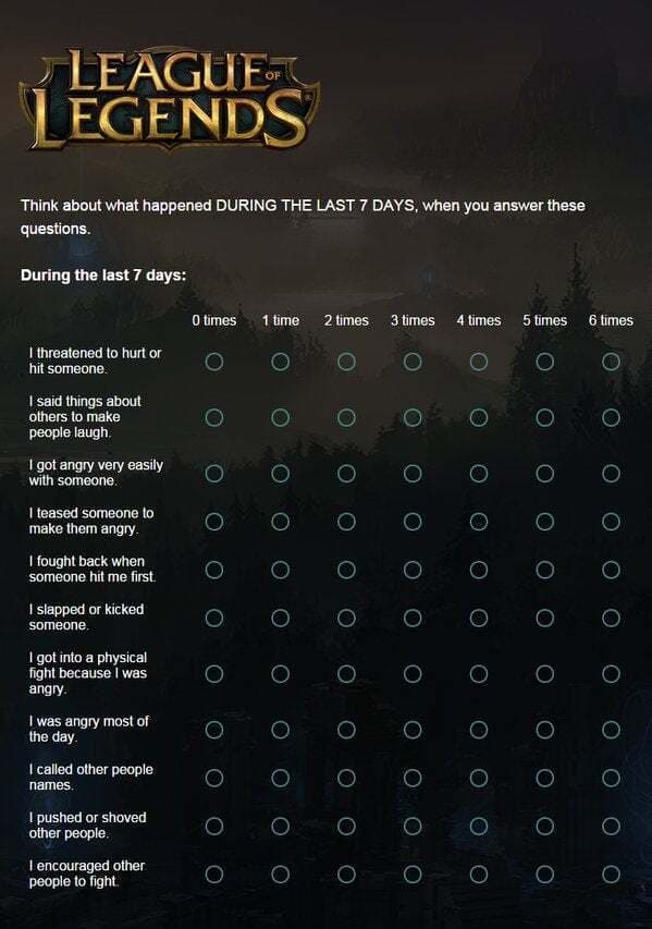 League of Legends survey screenshot