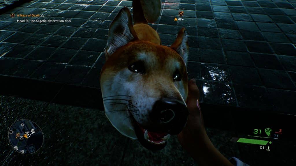 Petting a dog in Ghostwire Tokyo