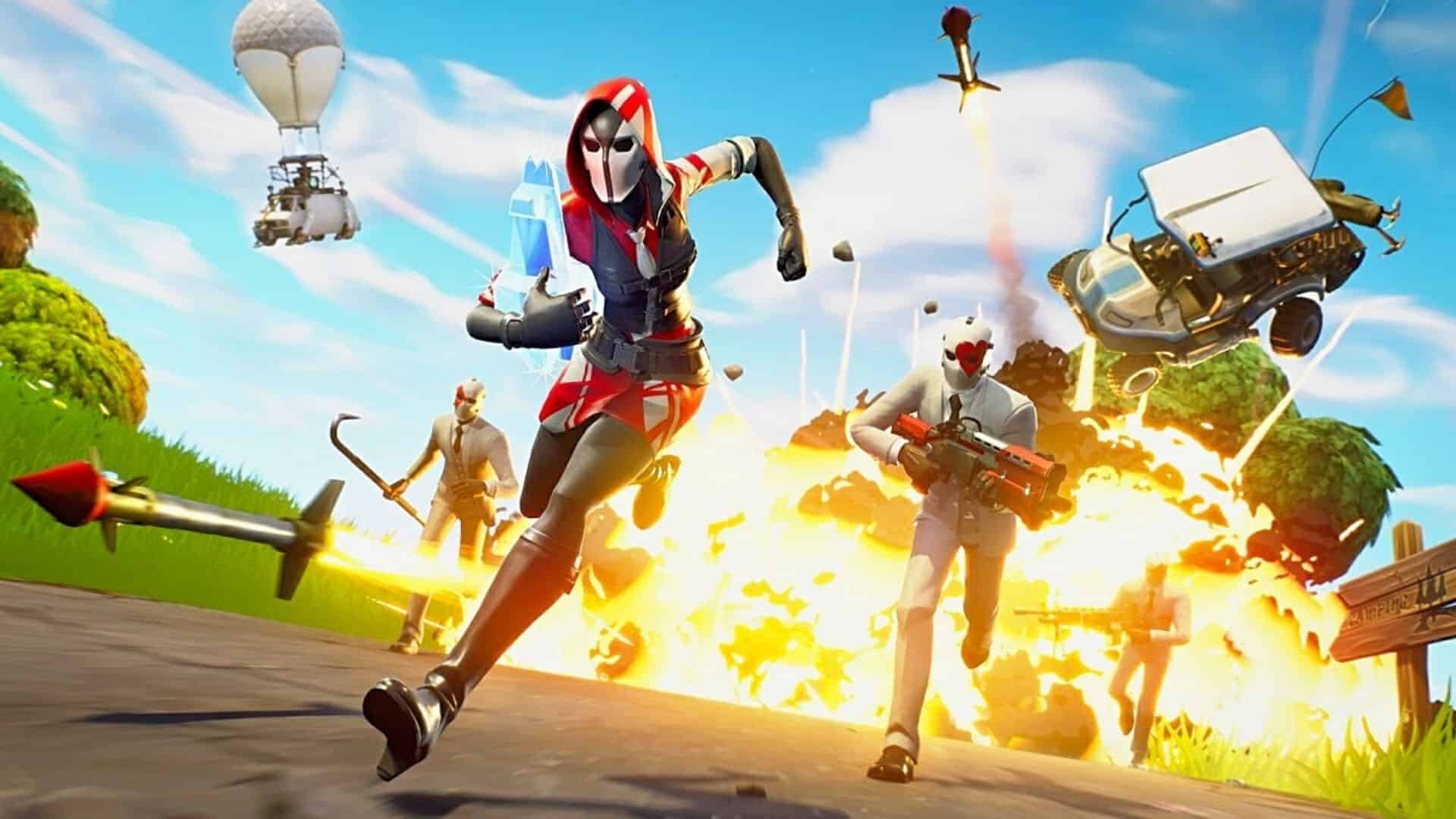 fortnite players running away from explosion