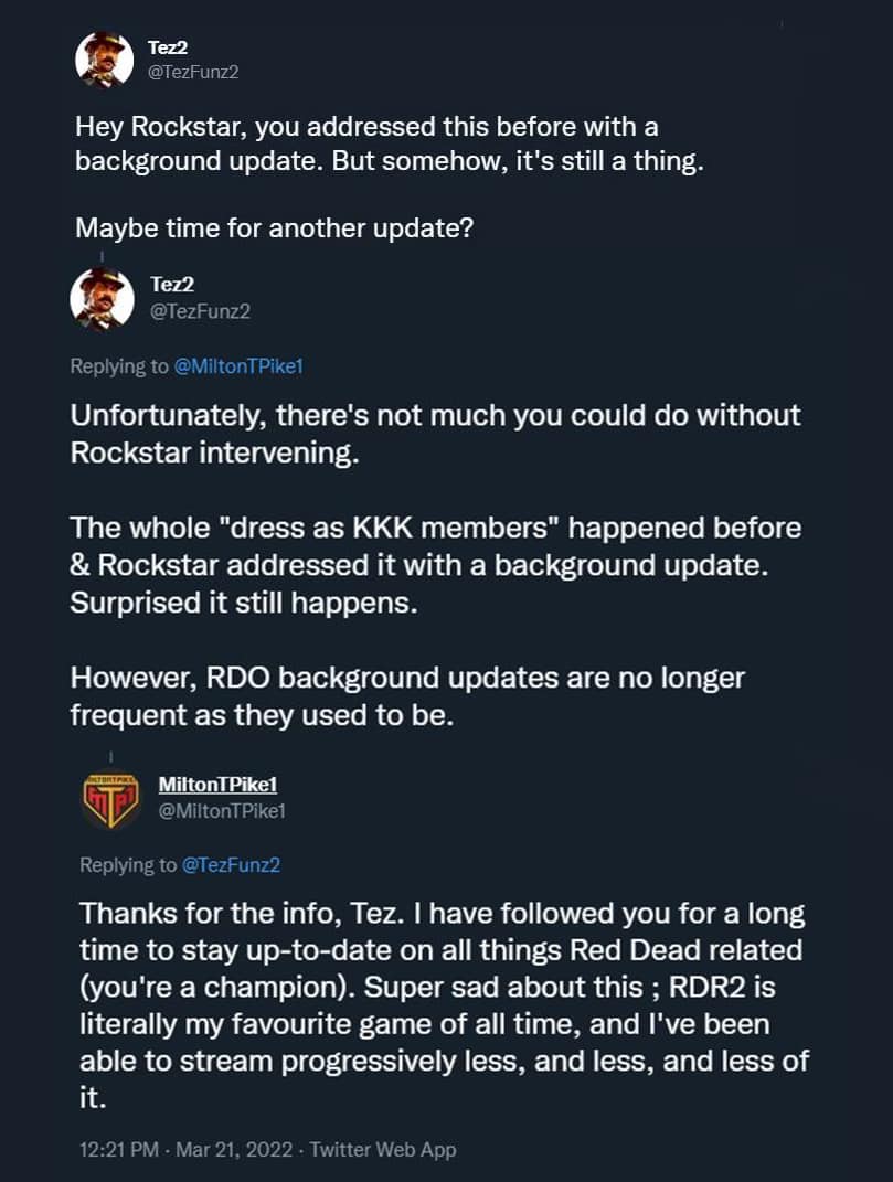 Rockstar insider Tez2 reacts to RDR2 hackers screenshot.