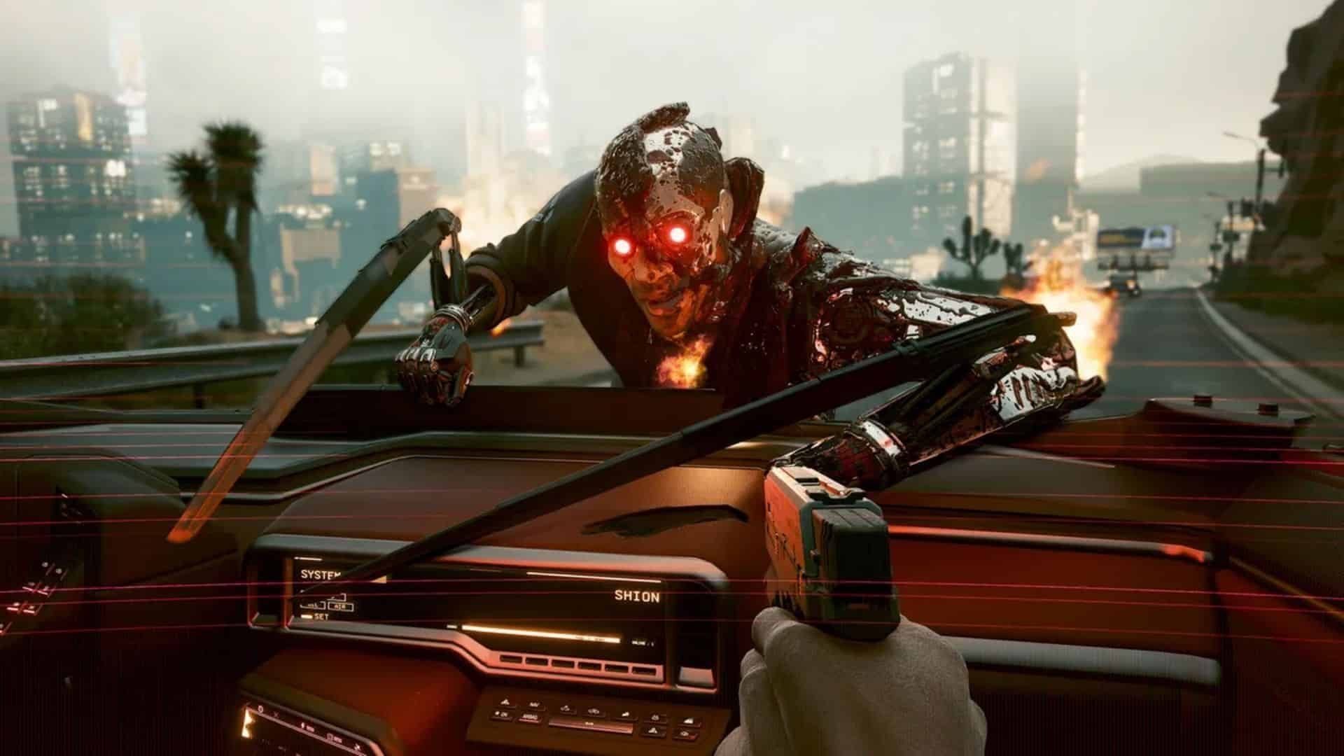 maelstrom enemy clinging onto player's car in cyberpunk 2077