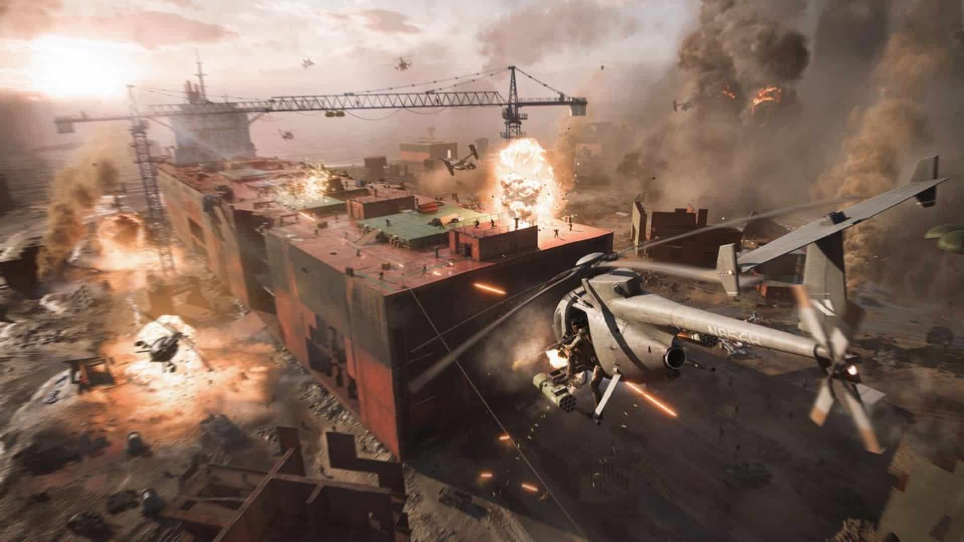 helicopter firing on a building in battlefield 2042