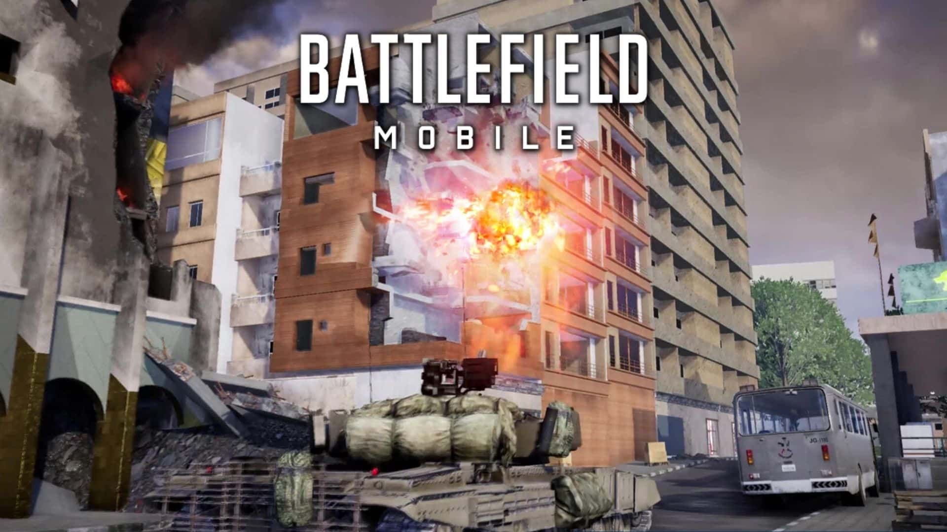 tank firing at a building in battlefield mobile