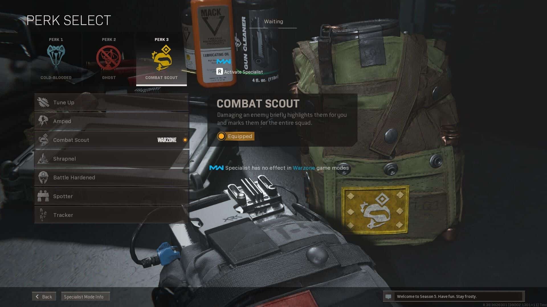 combat scout menu and description