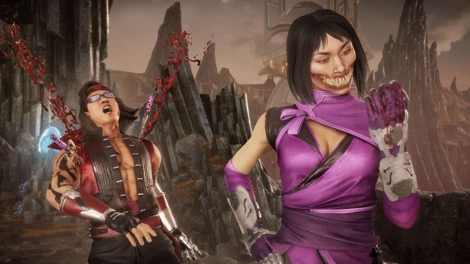 Mileena stabs Liu Kandahar in Mortal Kombat 11