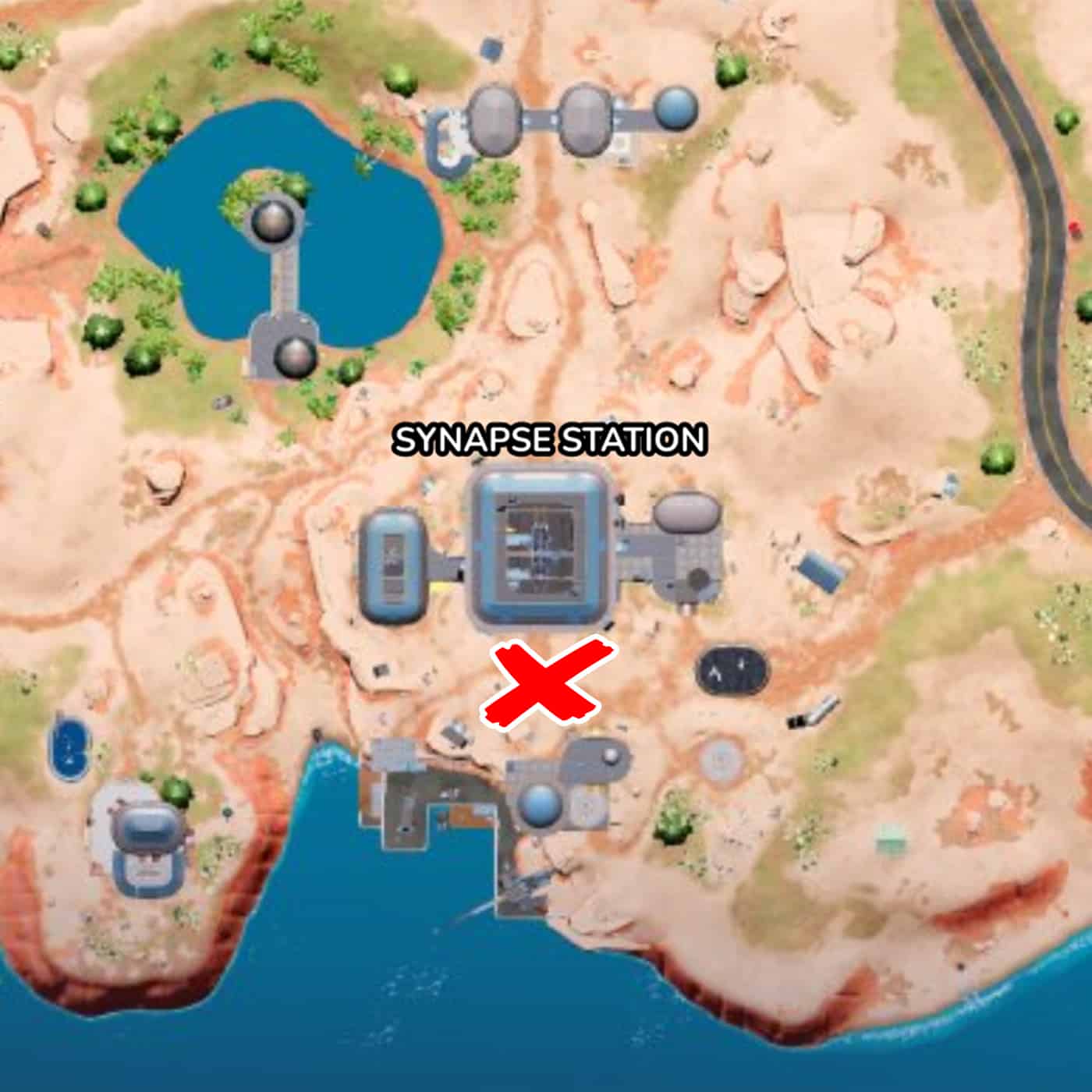 The battle bus location at Synapse Station in Fortnite