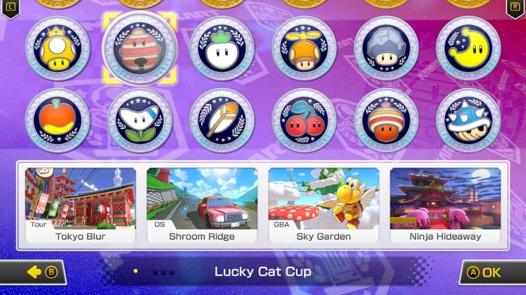 Mario Kart DLC cup selection screen
