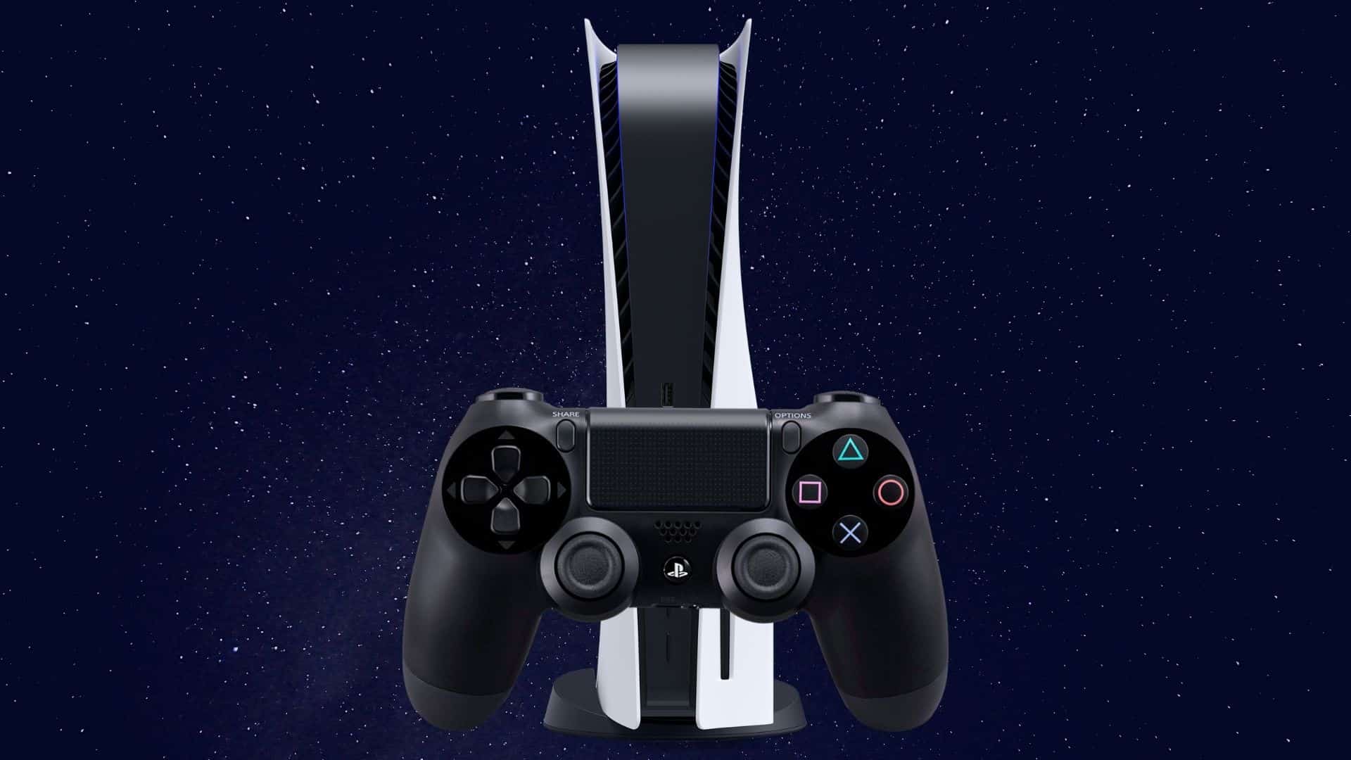 sony playstation 5 with a ps4 controller
