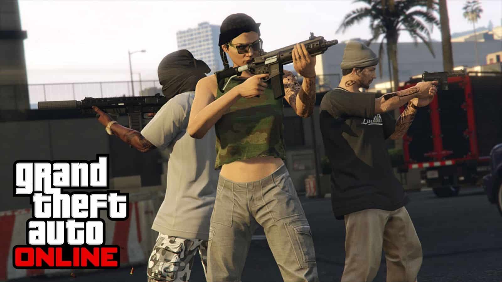 GTA Online players aiming weapons