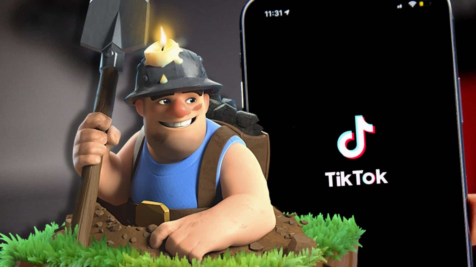 Clash of Clans character Miner next to TikTok logo