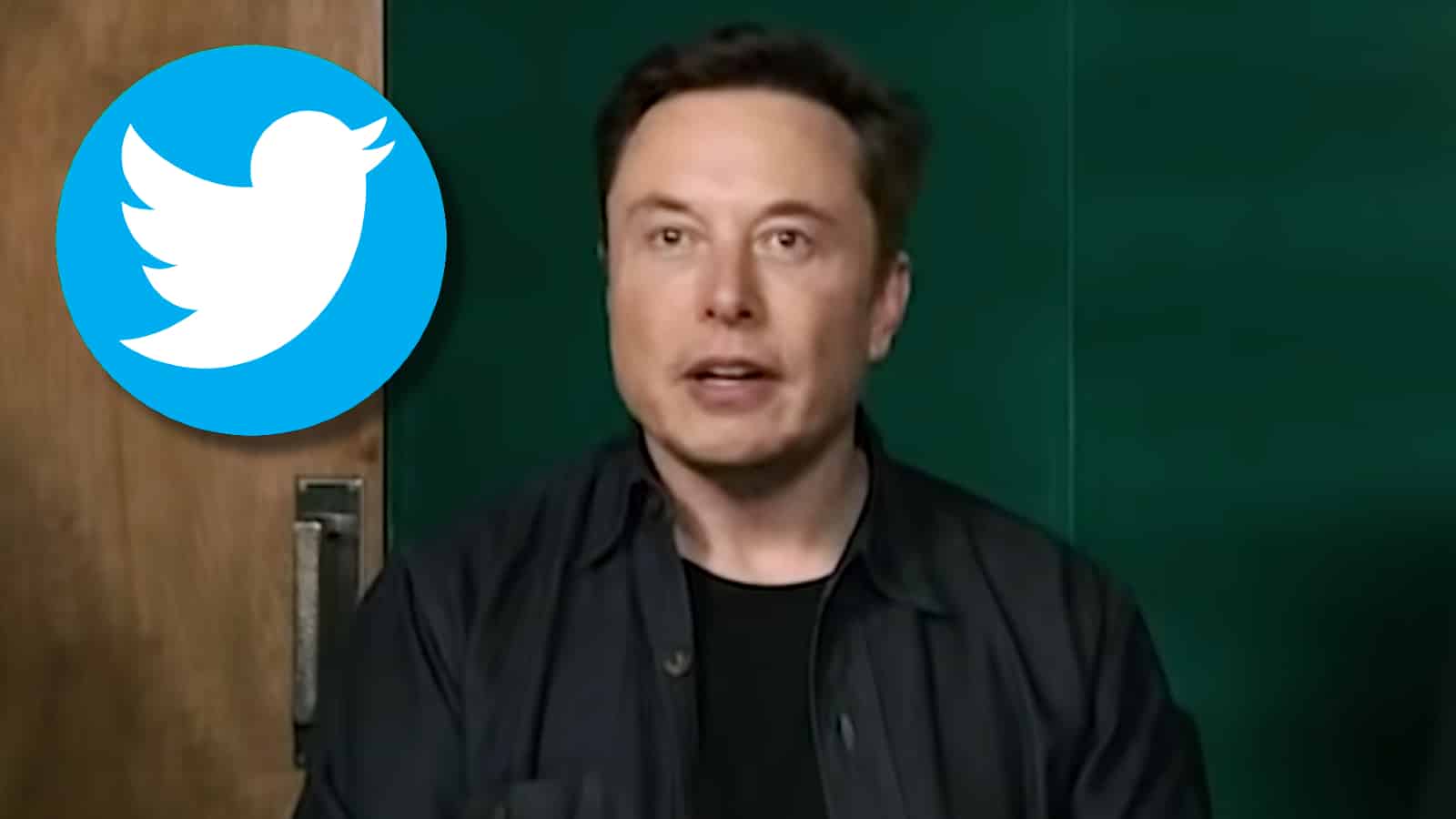 Elon Musk next to the Twitter logo