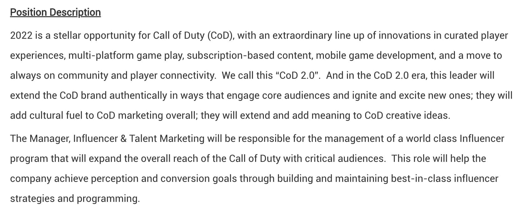 call of duty careers page