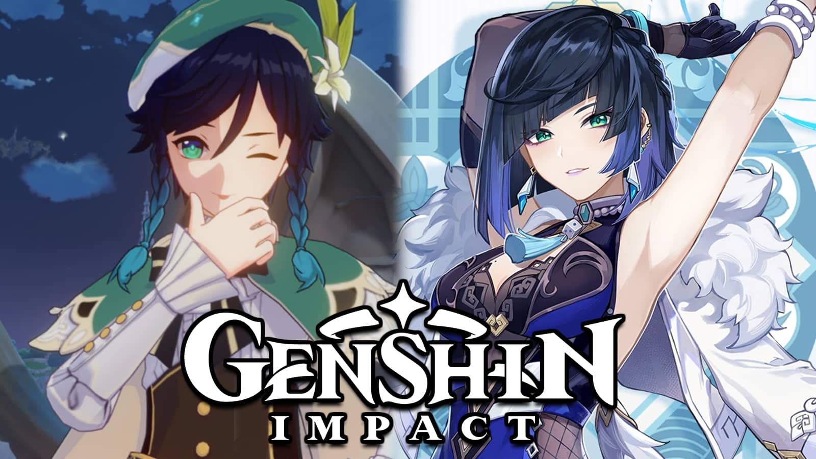 Genshin Impact Venti next to new character Yelan screenshot.