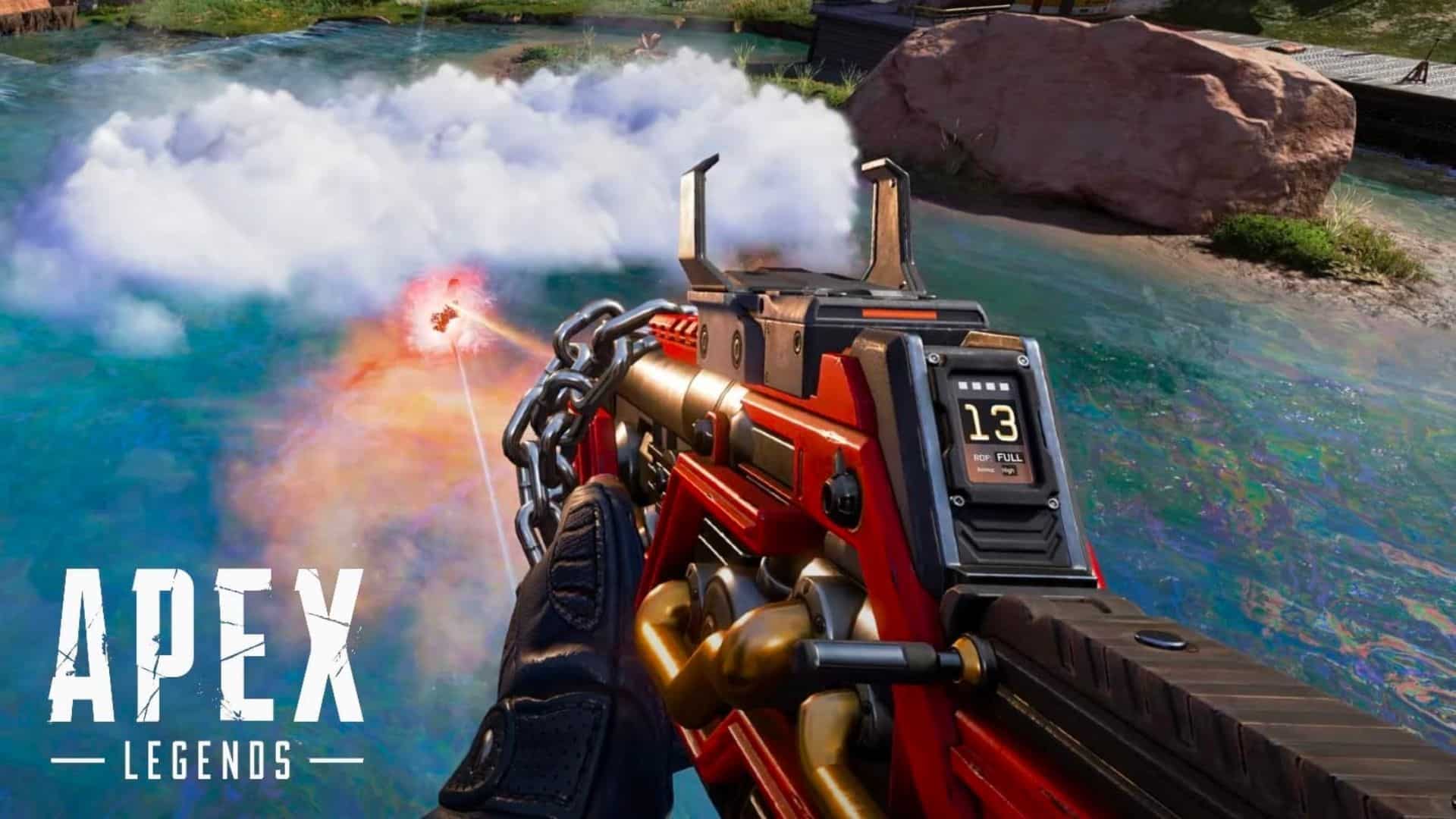 Red Flatline being shot into a puff of smoke in Apex Legends