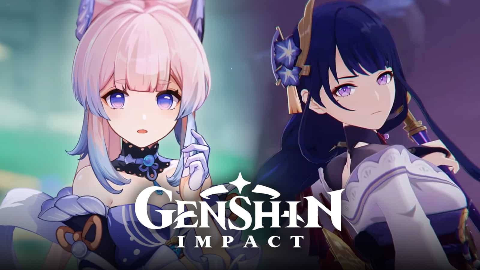 Kokomi and Raiden Shogun looking shocked in Genshin Impact