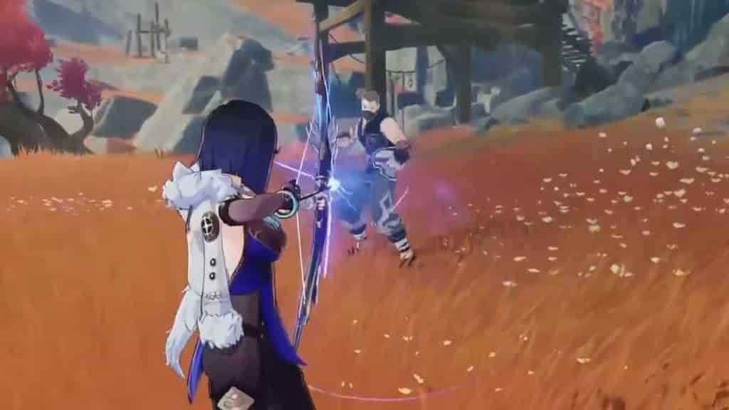 screenshot of Yelan's basic attacks in Genshin Impact