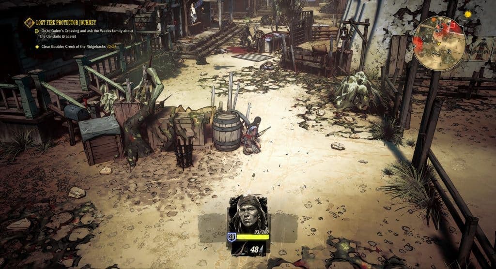 Screenshot showing Weird West combat gameplay