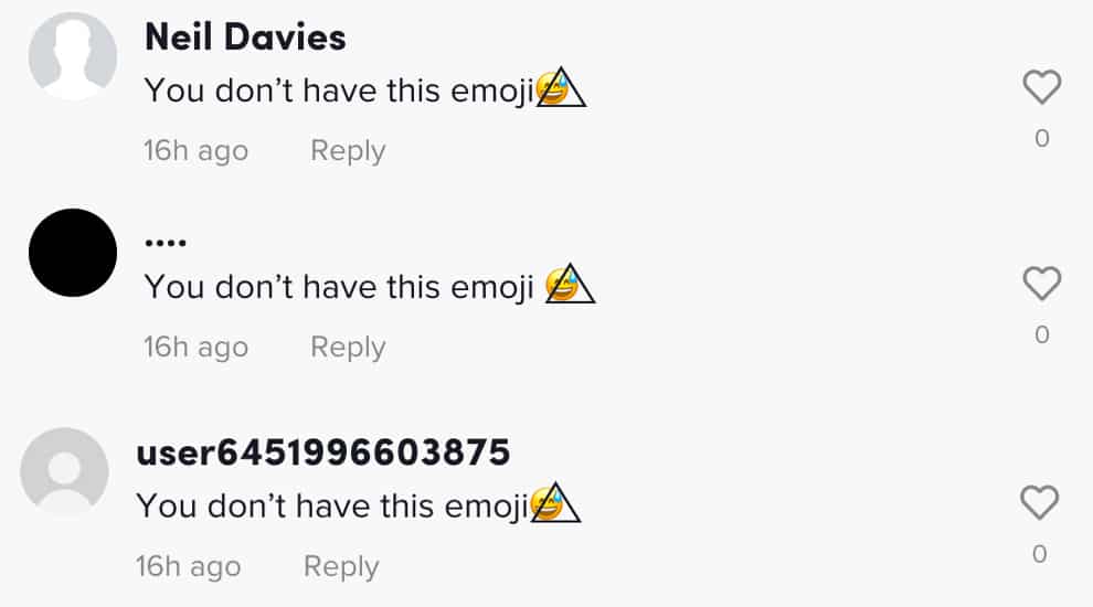 You don't have this emoji meme comments on TikTok
