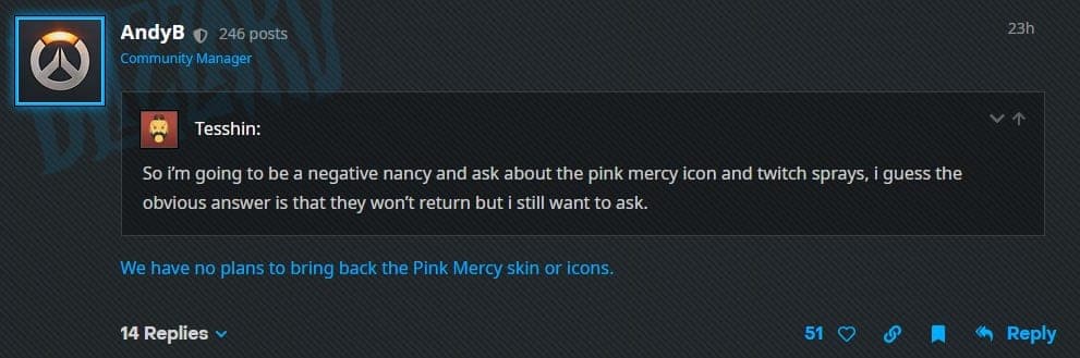 Pink Mercy won't return