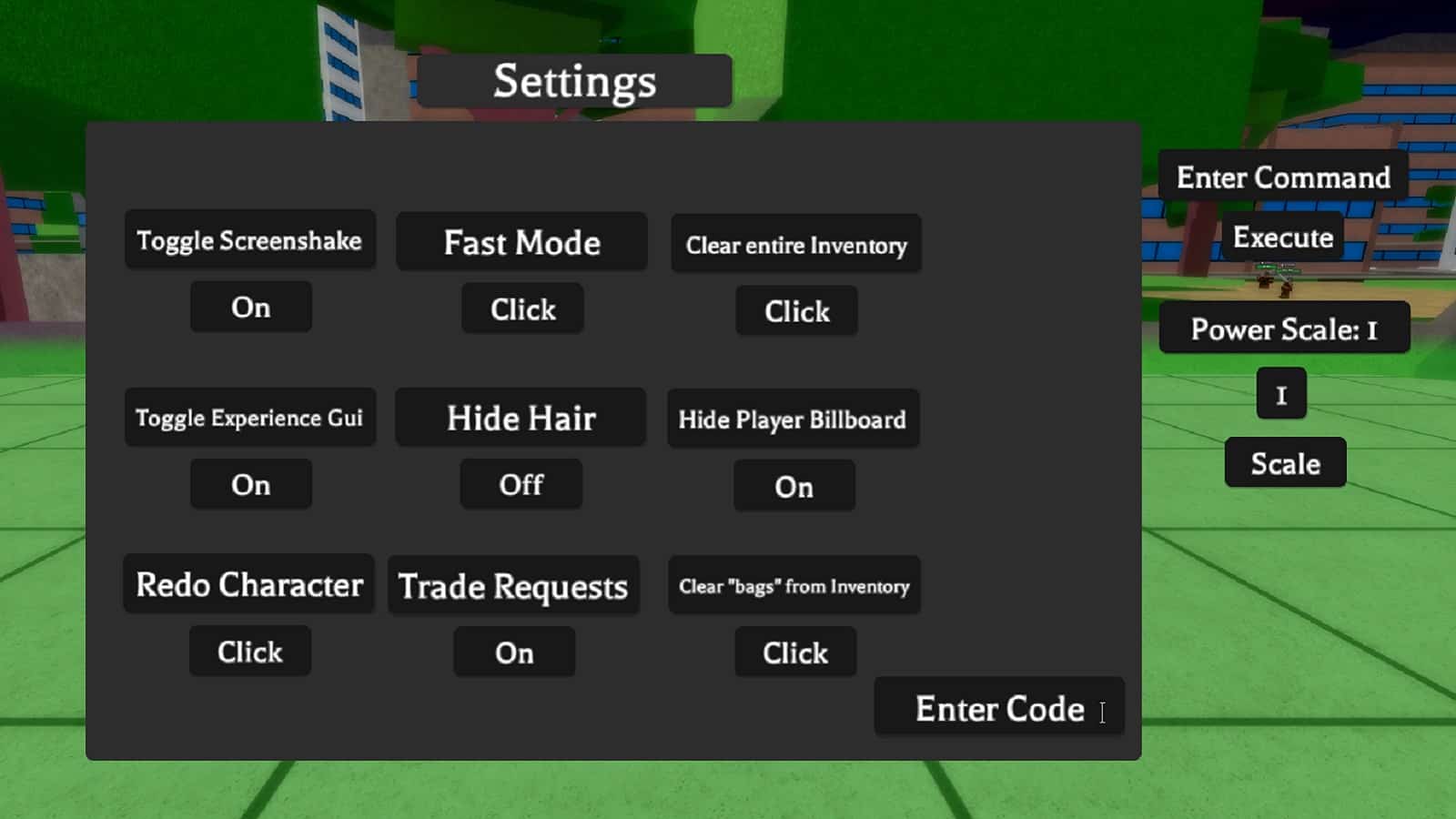 project xl code redemption screen in Roblox