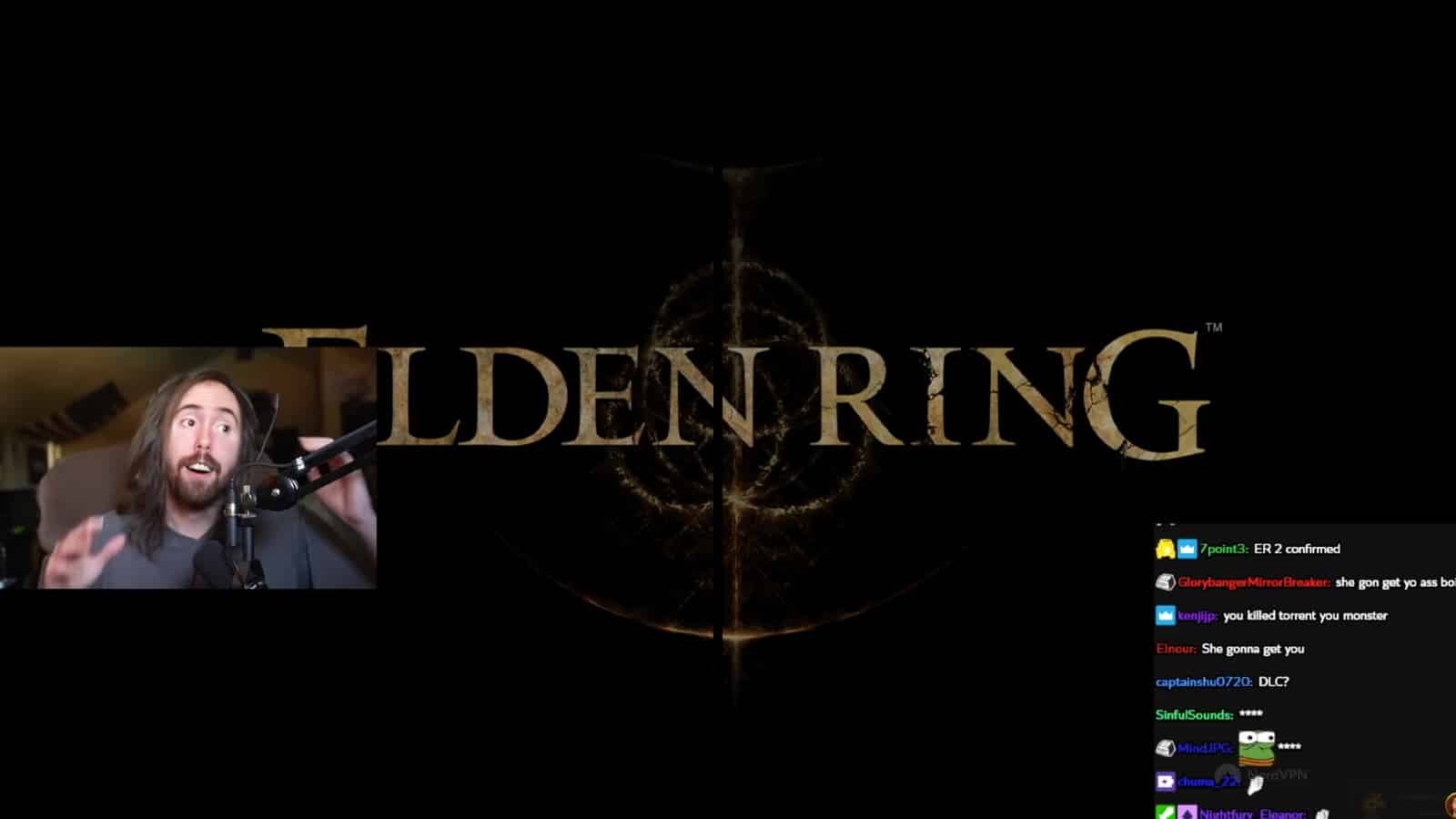 Twitch streamer Asmongold beating Elden Ring screenshot.