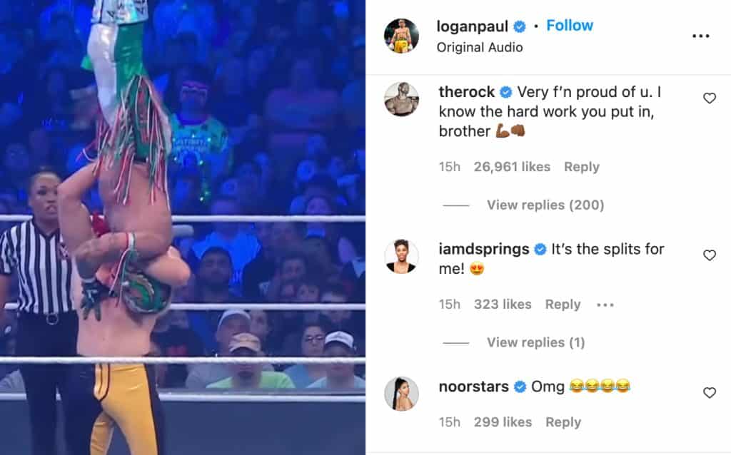 The Rock comments on Logan Paul's Instagram picture