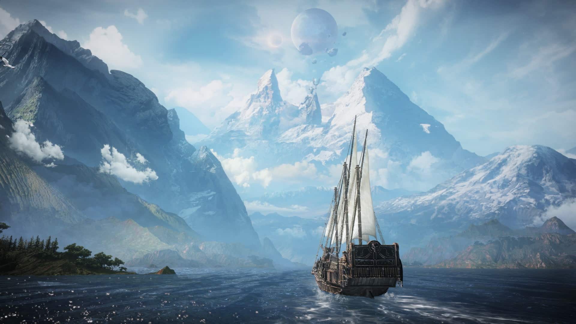 lost ark ship sails towards mountains