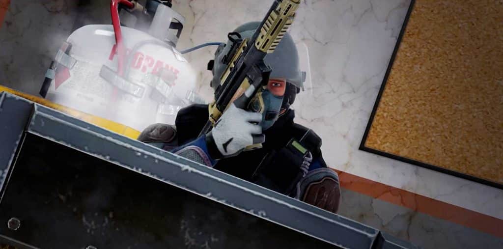 Doc behind shield in Rainbow Six Mobile