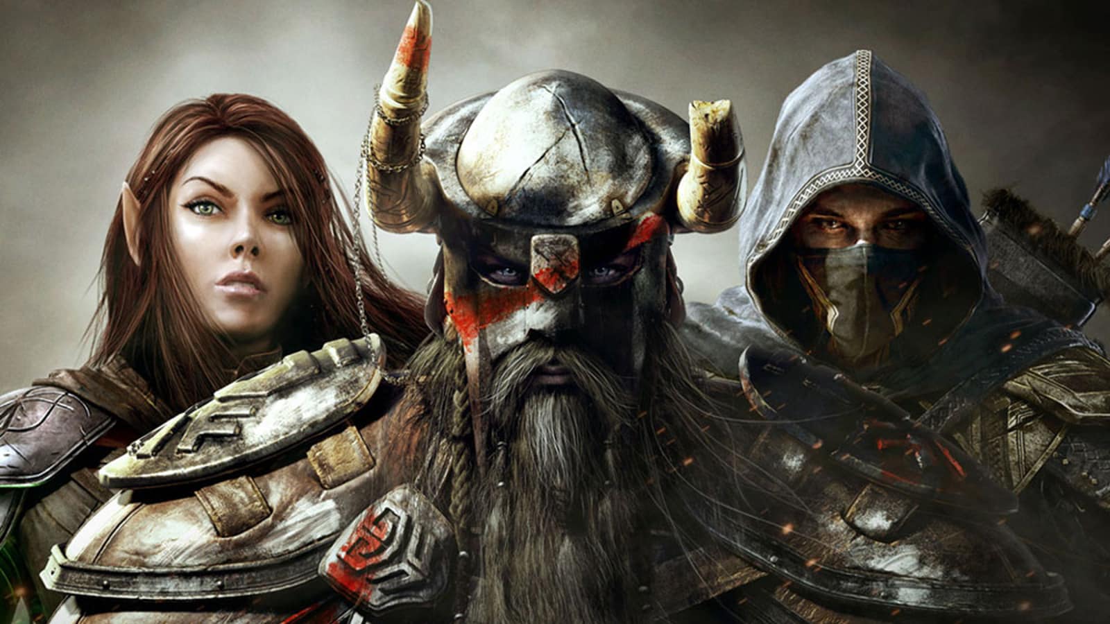 elder scrolls online eso elf viking and thief stand together
