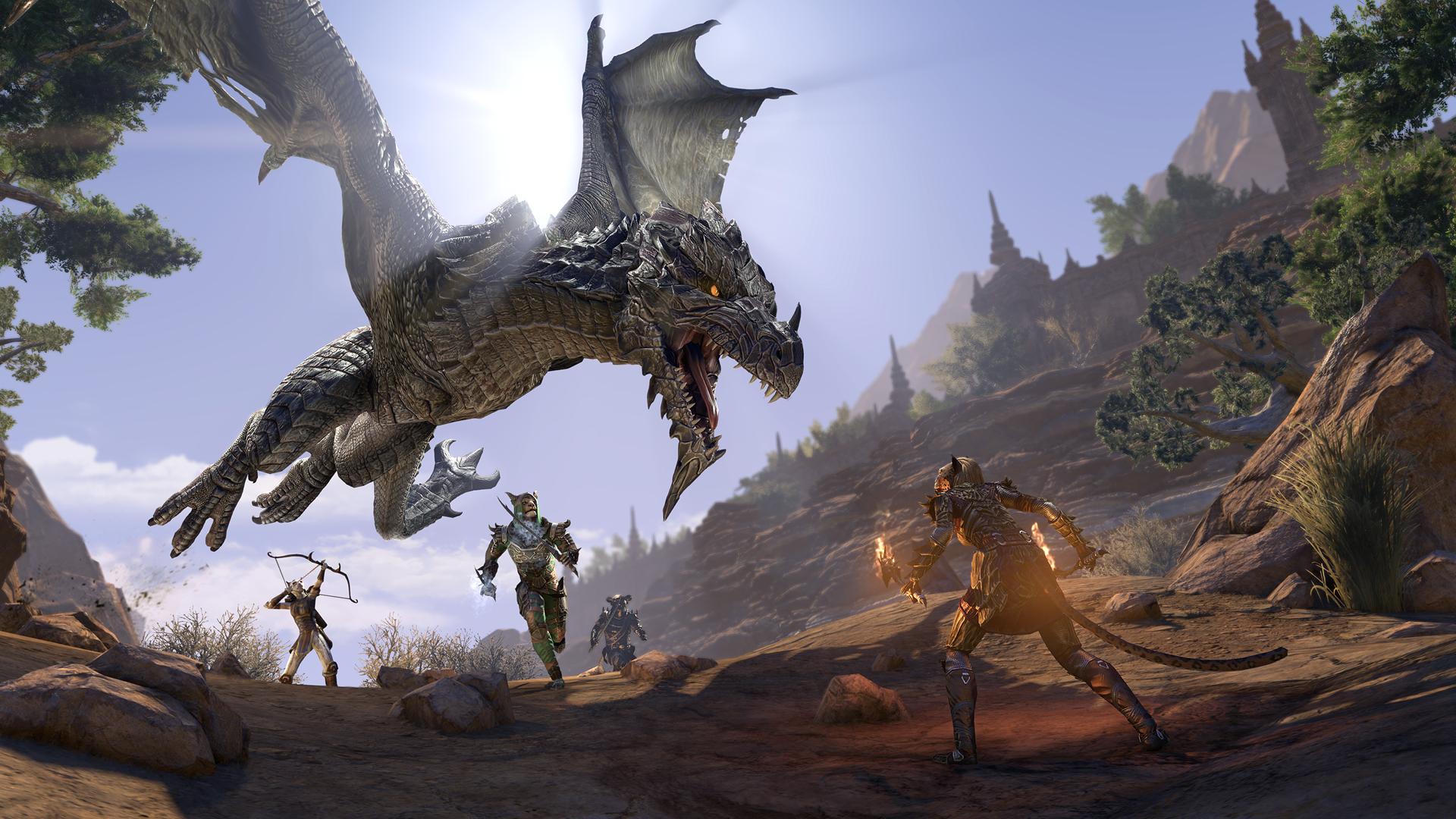 the elder scrolls online eso dragon attacks a player 