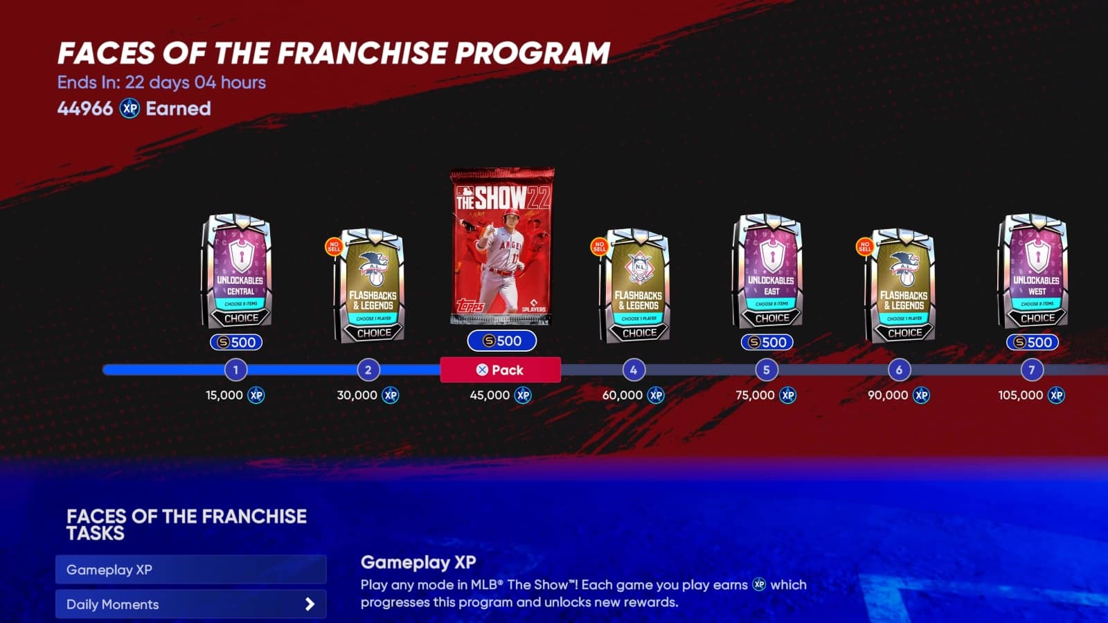 MLB The Show 22 Face of the Franchise rewards
