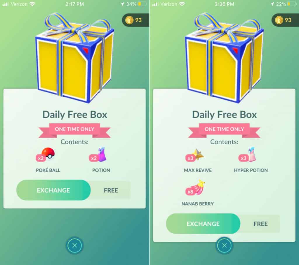pokemon go daily free box trick