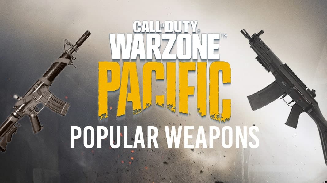 Warzone Pacific logo with text and weapon PNGs