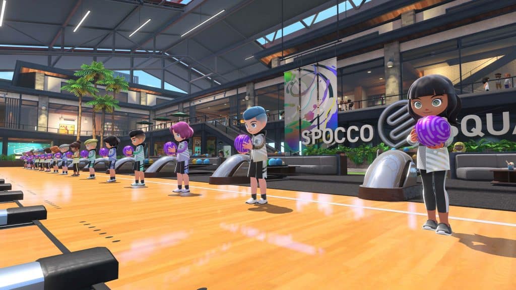 Nintendo Switch Sports screenshot showing bowling