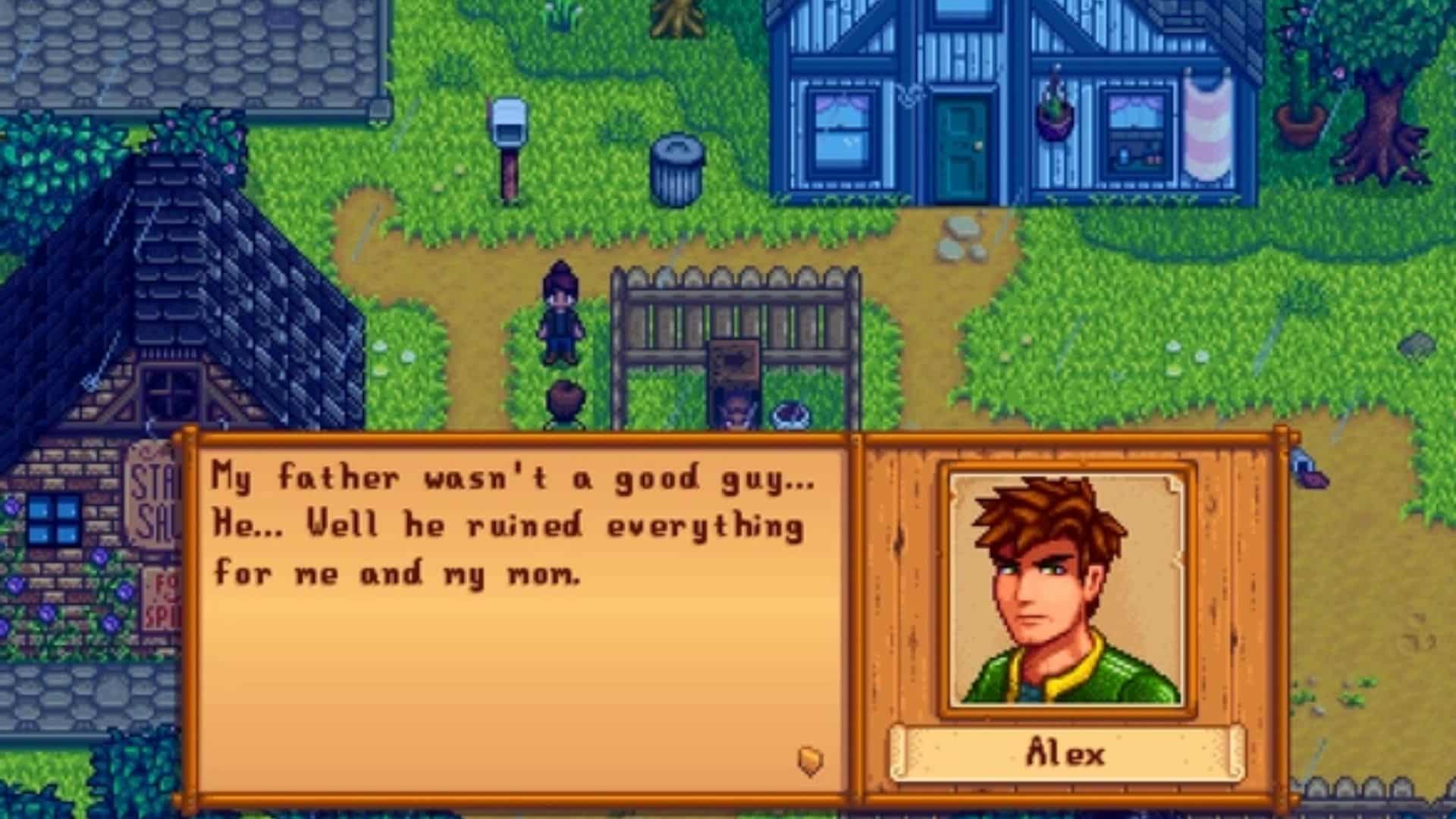 alex talking to the player in stardew valley