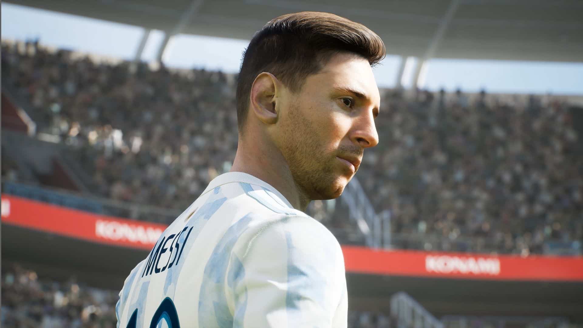 lionel messi looking to the side in efootball 2022