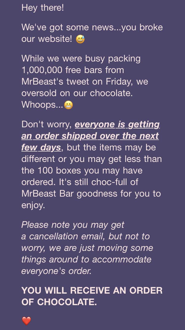 MrBeast feastables email