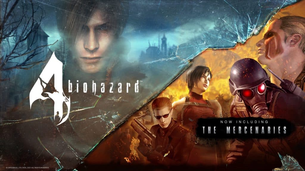 Resident Evil 4 key art showing The Mercenaries mode added at the Meta Gaming Showcase