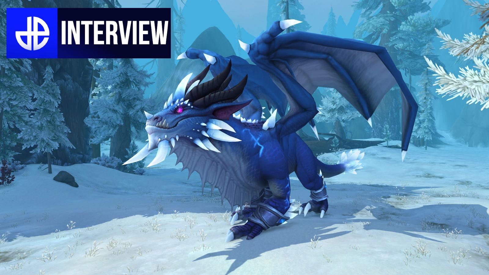 world of warcraft wow dragonflight kalecgos stands in icy forest