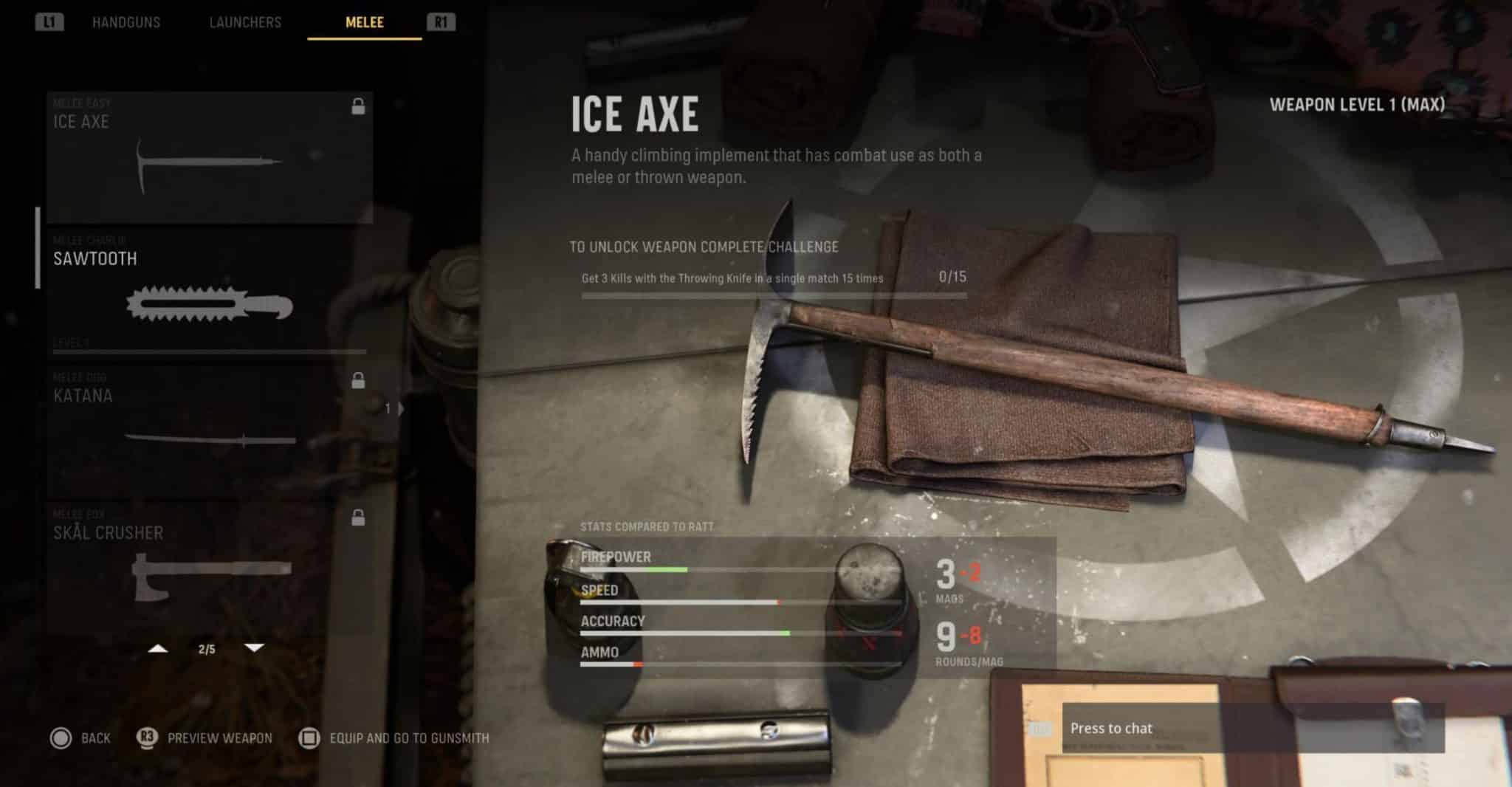 Warzone Ice Axe Melee Weapon
