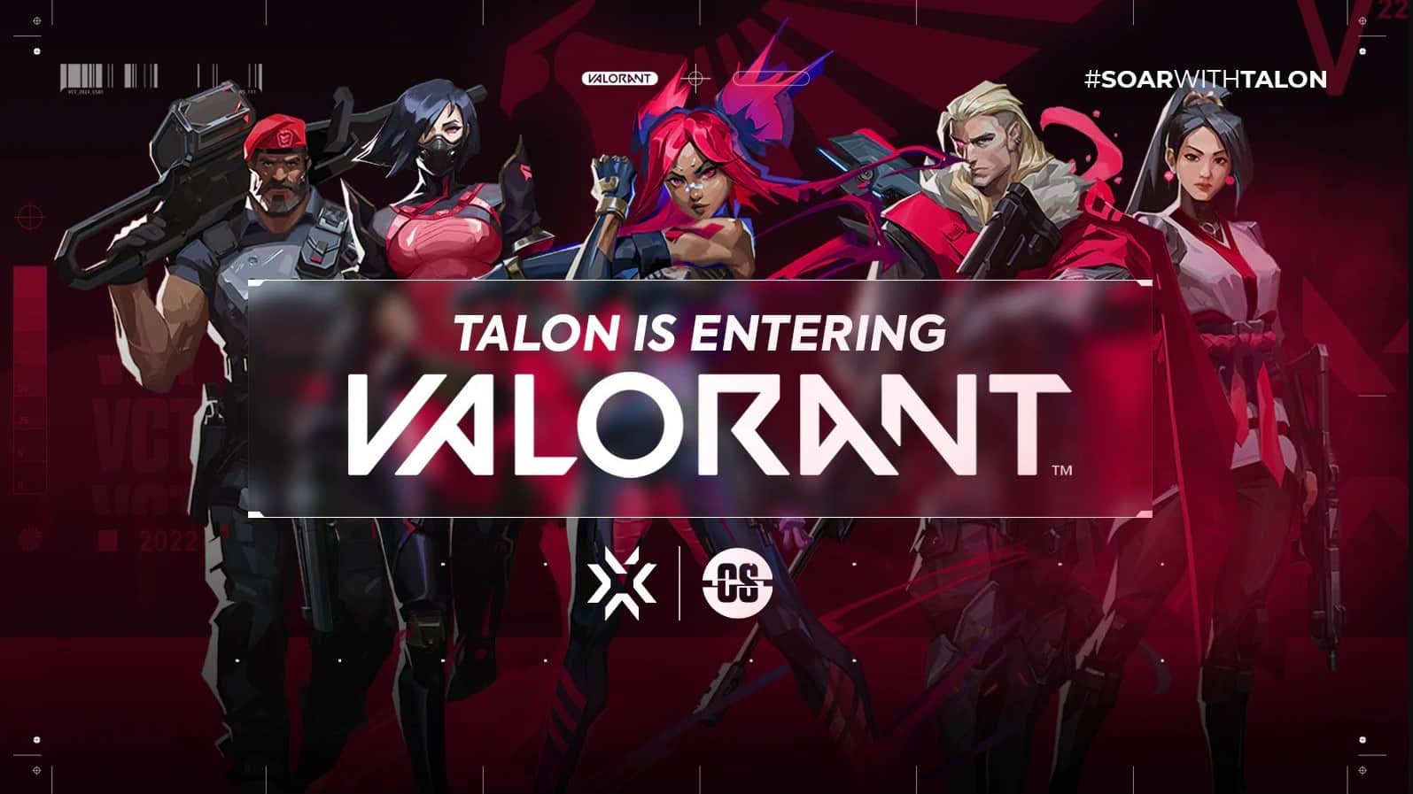 PSG Talon graphic with Valorant characters to announce its entrance into the esport