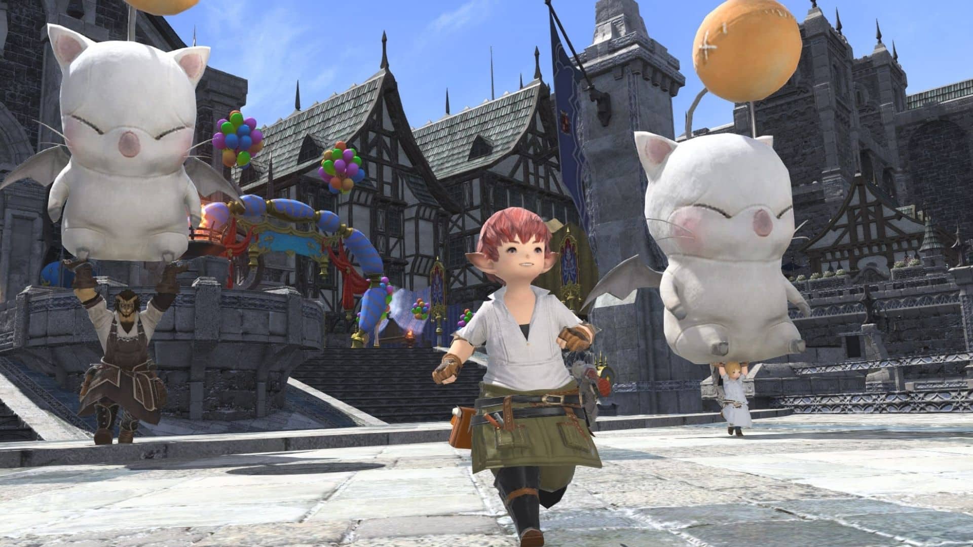 child running with moogle balloons in ff 14
