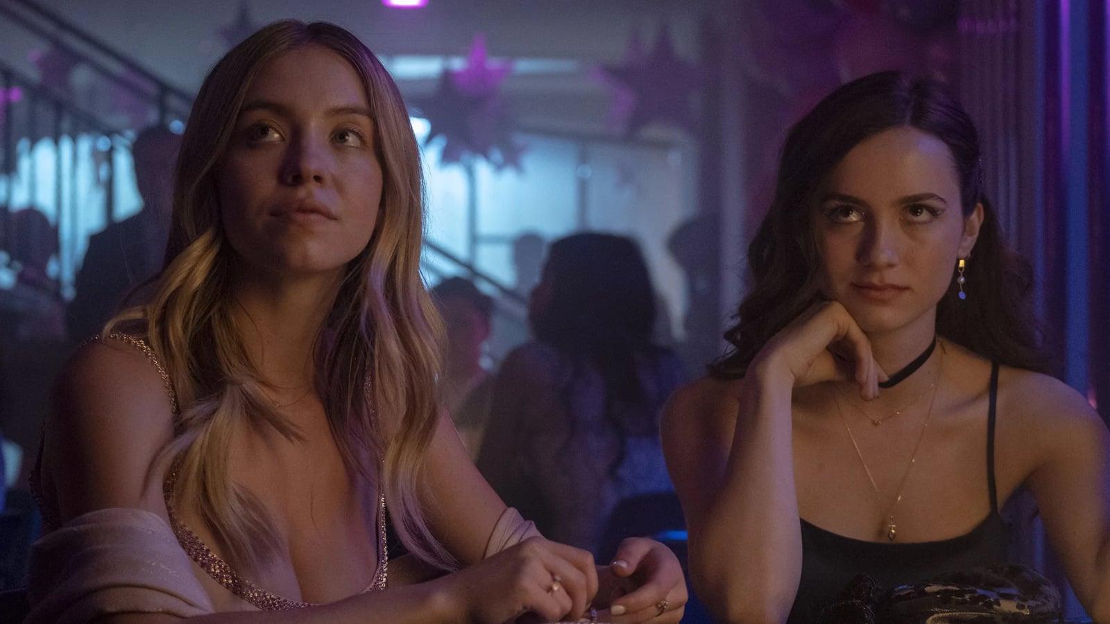 An image of sydney sweeney and maude apatow in euphoria