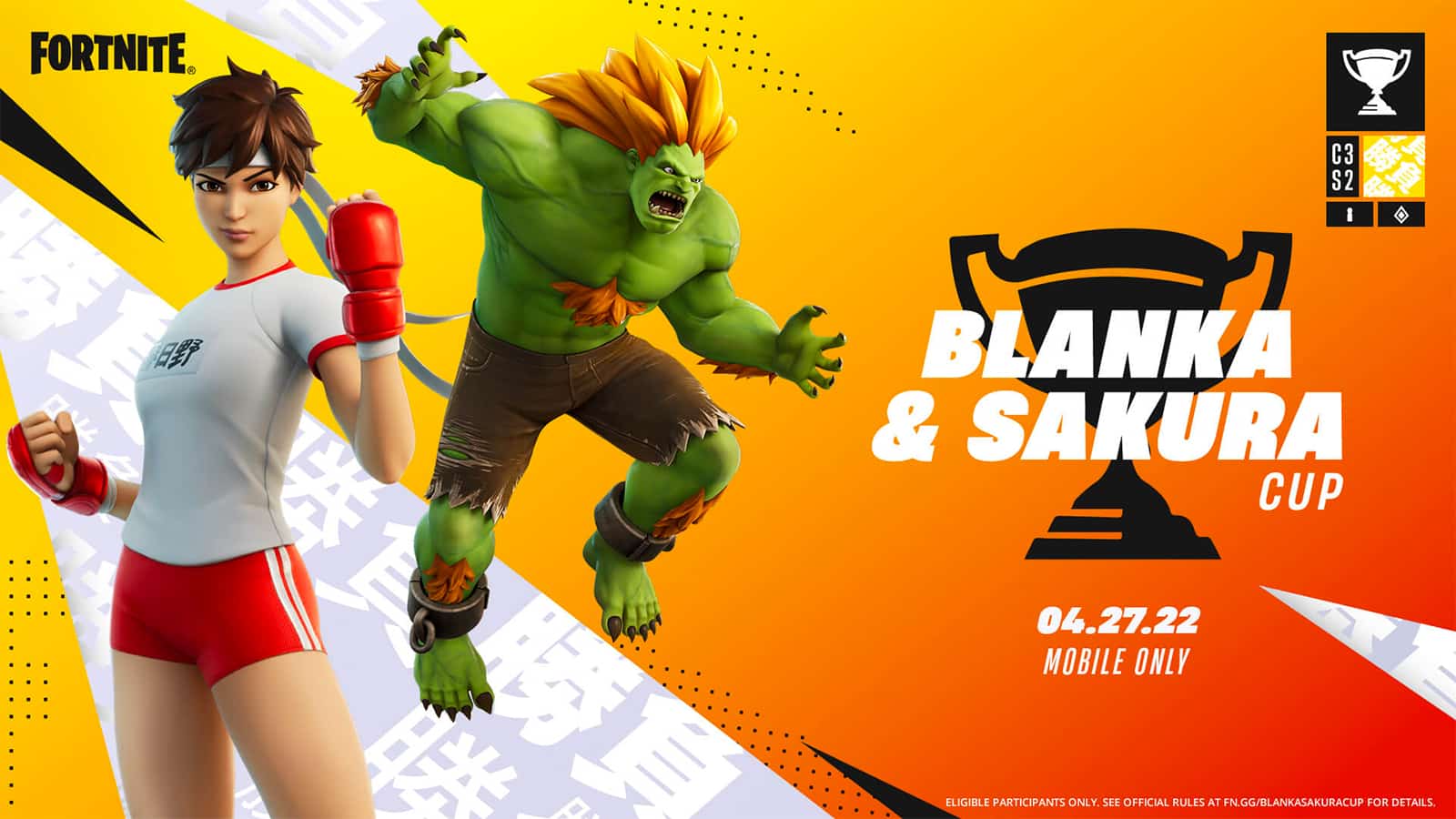 A poster for the Fortnite Blanka and Sakura Cup