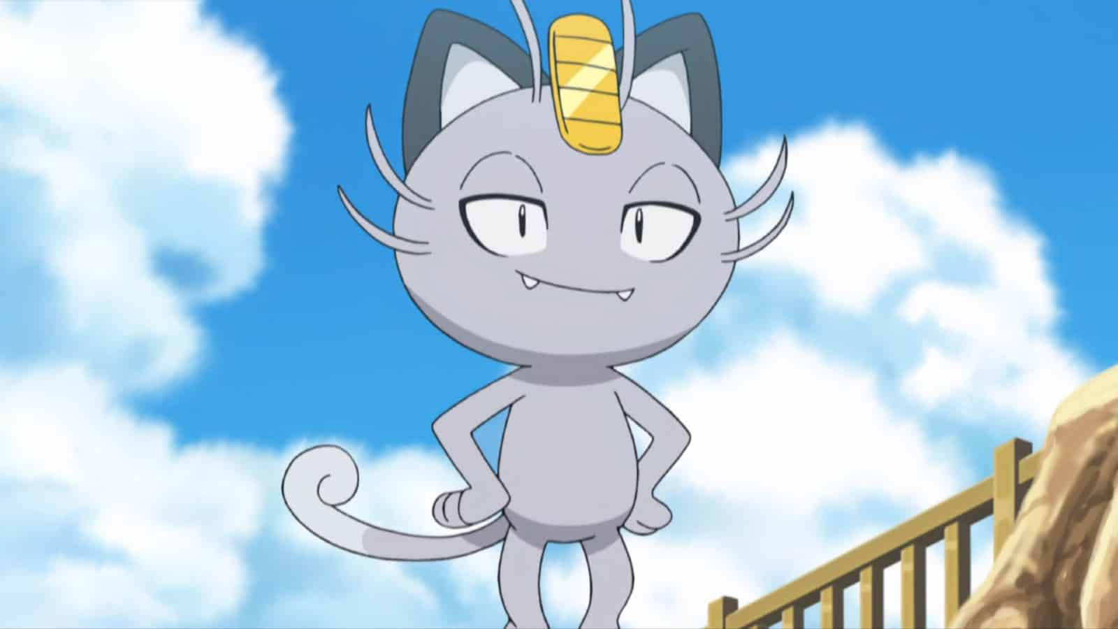 An image of dark type meowth in Pokemon