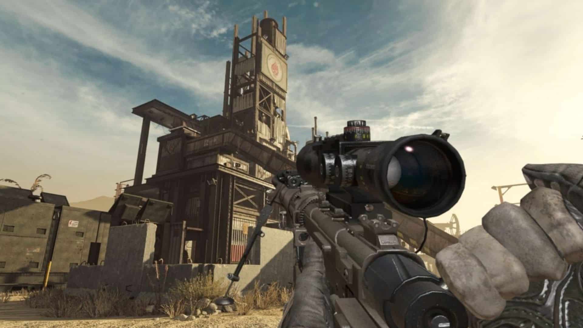 player using an intervention sniper rifle in modern warfare 2