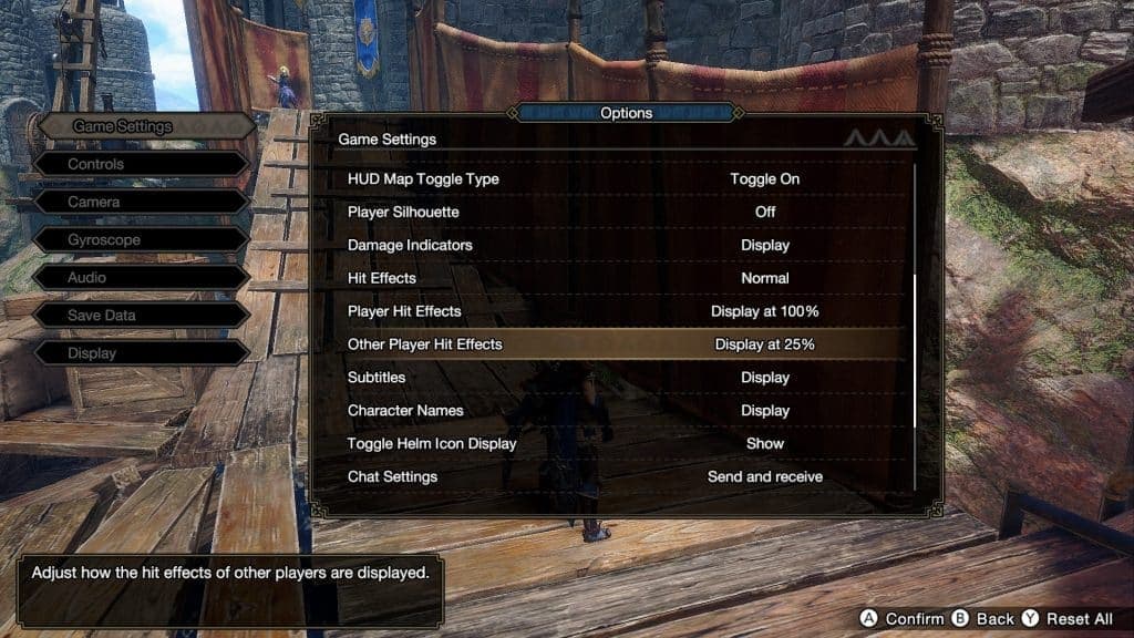 Monster Hunter Rise: Sunbreak options menu